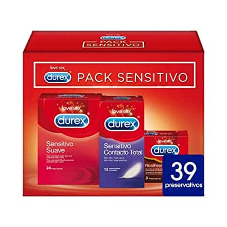 Durex Pack Preservativos Sensitivo Suave + Sensitivo Contacto Total + Real Feel Sin Latex – 39 unidades