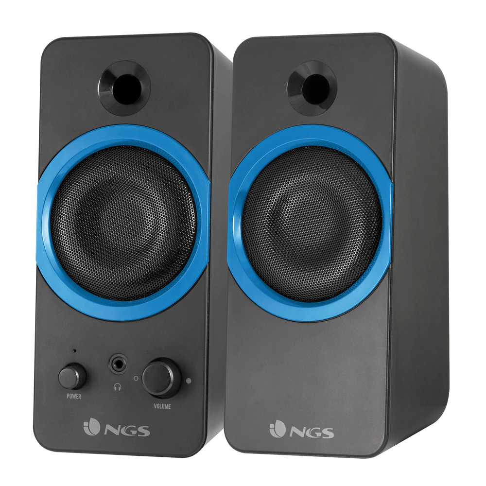 Altavoces Stereo 2.0 De Gaming Ngs Gsx-200 Con Supergraves – Potencia 20W. Conexión Usb. Control De Volumen. Color Negro/Azul