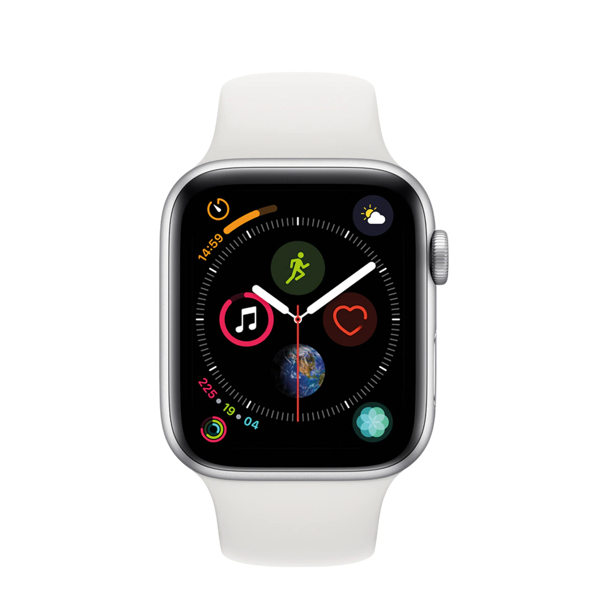 Apple Watch Series 4 GPS + Cellular, 44mm Caja de Aluminio Plata con Correa Deportiva Blanca