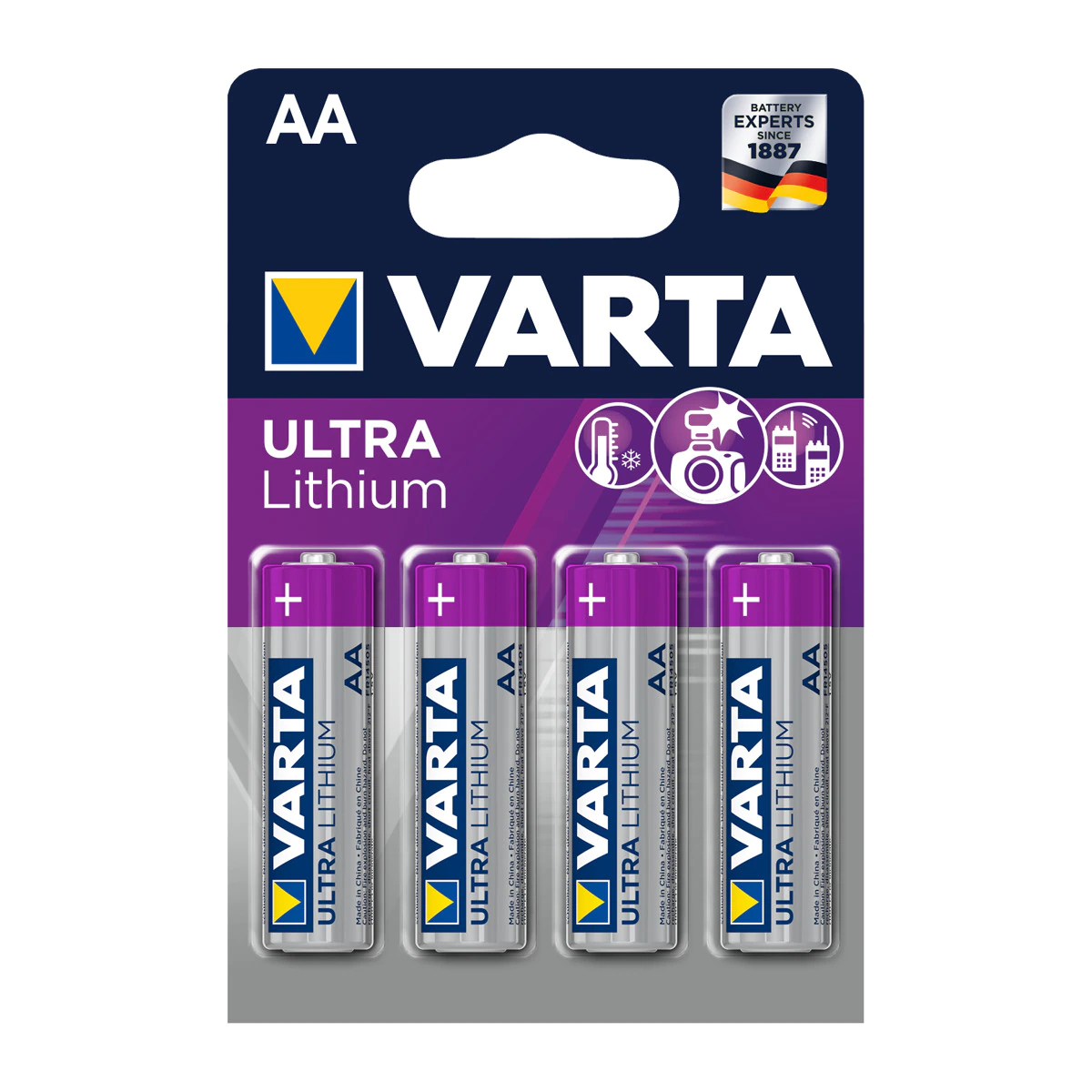 Blister de pilas litio BLx4 AA Varta Ultra Lithium 1,5V