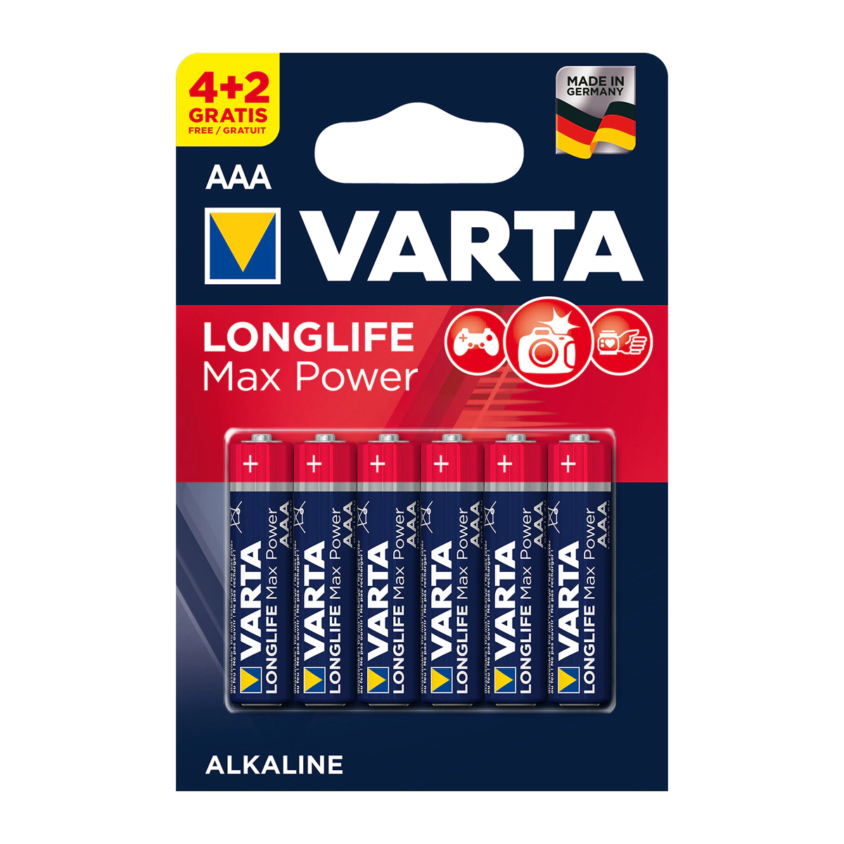 Blister pilas alcalinas Varta BLx4+2 4703 AAA Longlife Max Power