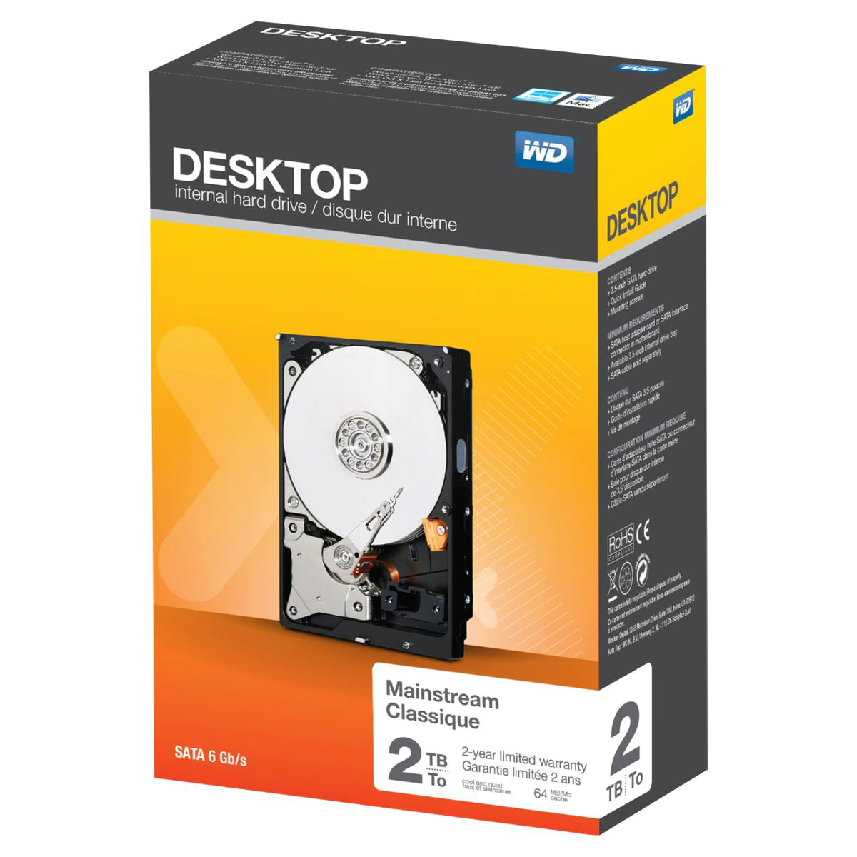 Disco duro interno Western Digital Desktop Mainstream 2 TB, 3,5″ SATA 6 Gb/s
