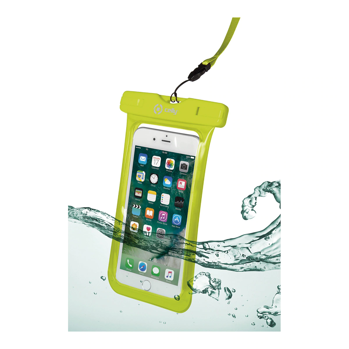 Funda acuática antisalpicaduras Celly SplashBag para smartphone hasta 5,7″