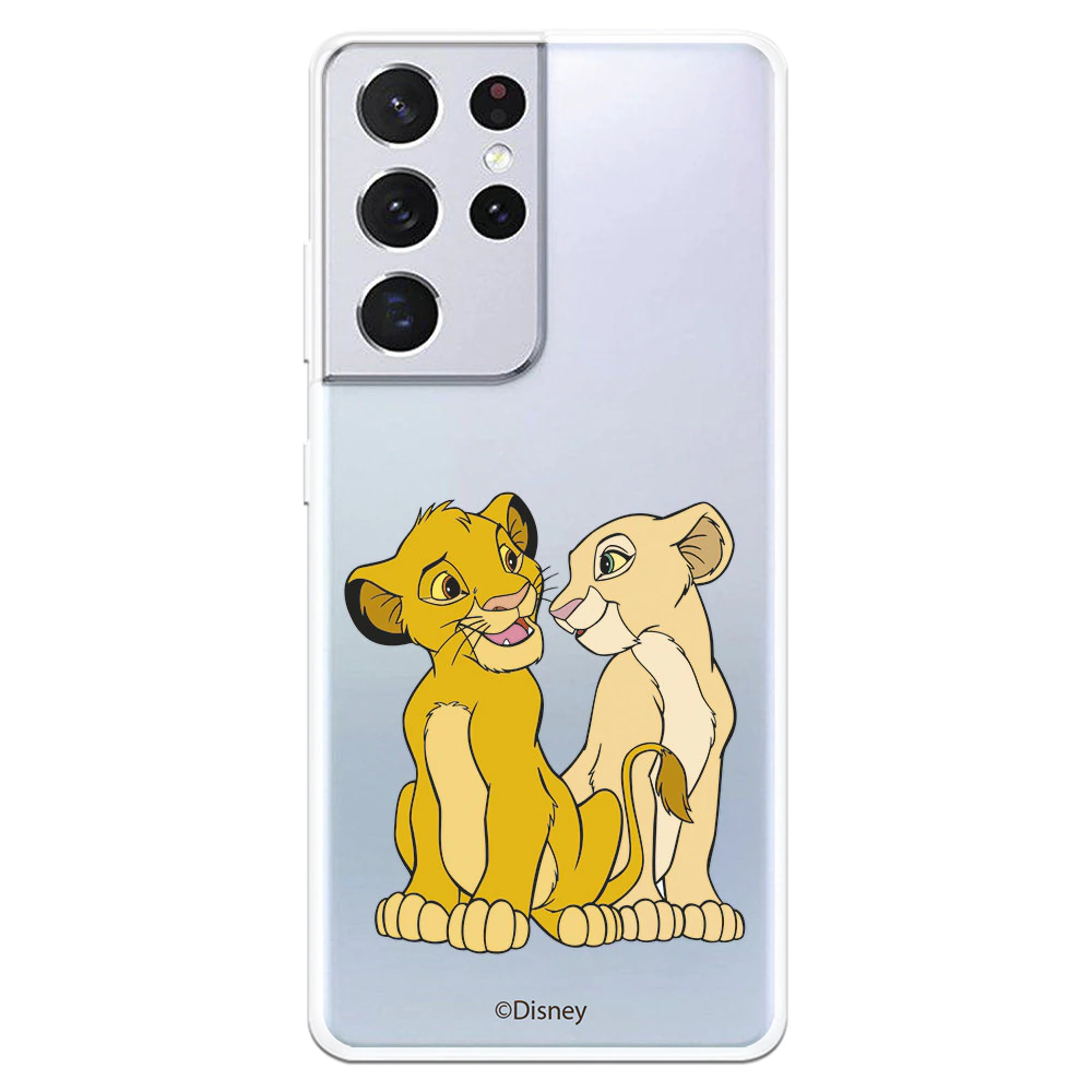 Funda para Samsung Galaxy S21 Ultra Oficial de El Rey León Simba y Nala Silueta