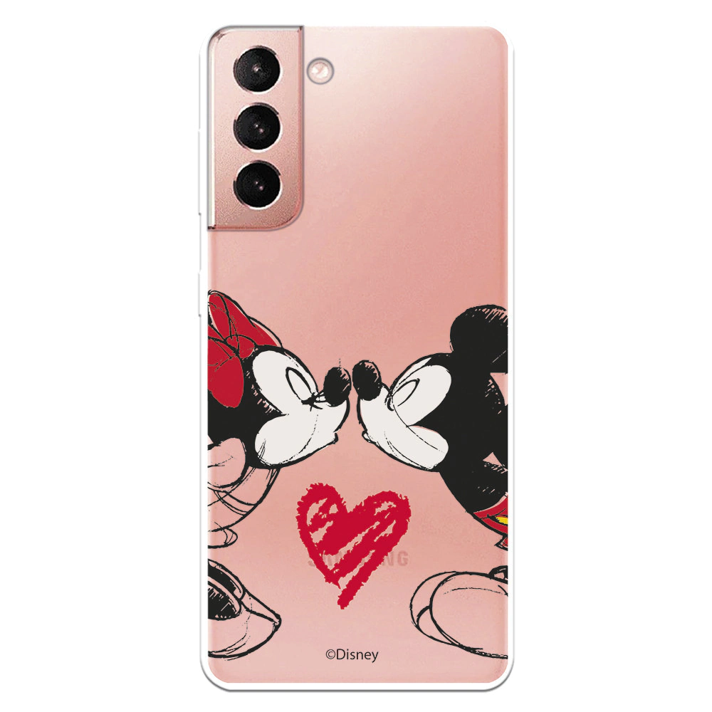 Funda para Samsung Galaxy S21 Oficial de Clásicos Disney Mickey y Minnie Beso