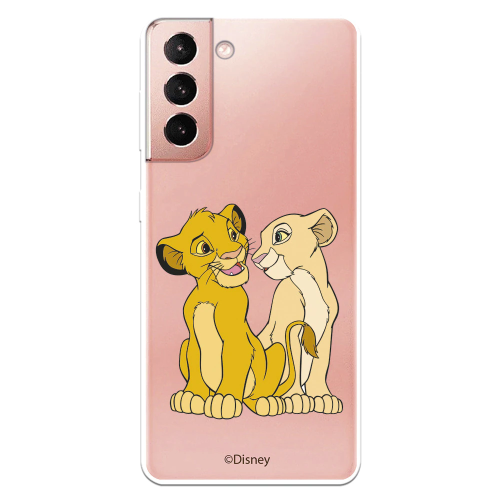 Funda para Samsung Galaxy S21 Oficial de El Rey León Simba y Nala Silueta