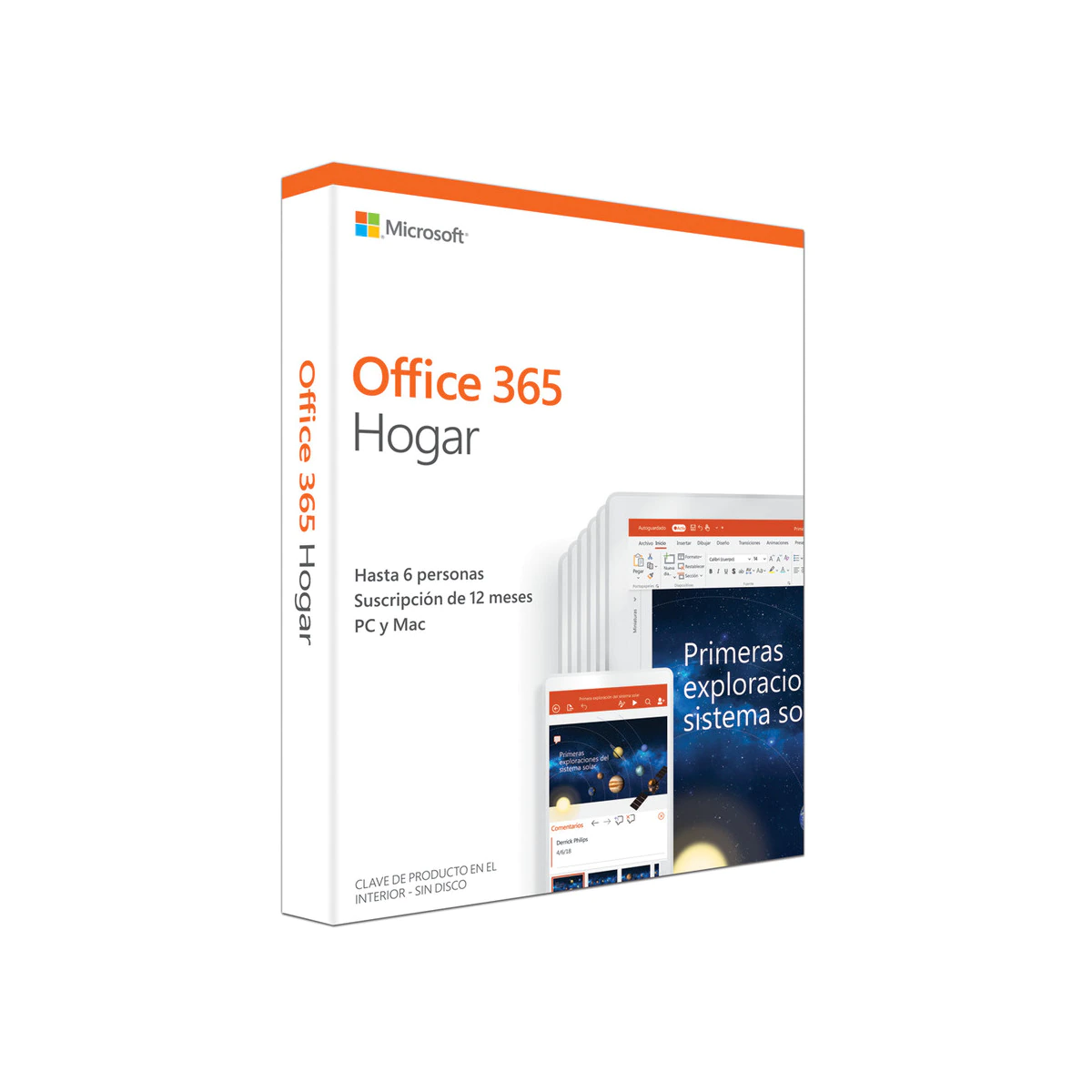 Microsoft Office 365 Hogar 6 usuarios, 1 año suscripción, Multidispositivo