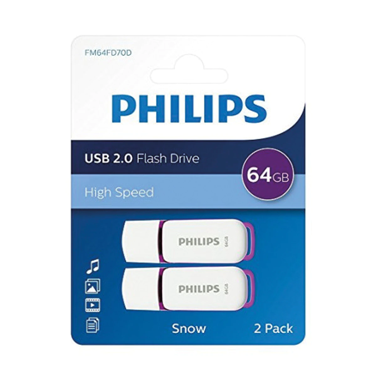 Pack 2 Pendrives Philips Snow Edition 64 GB USB 2.0
