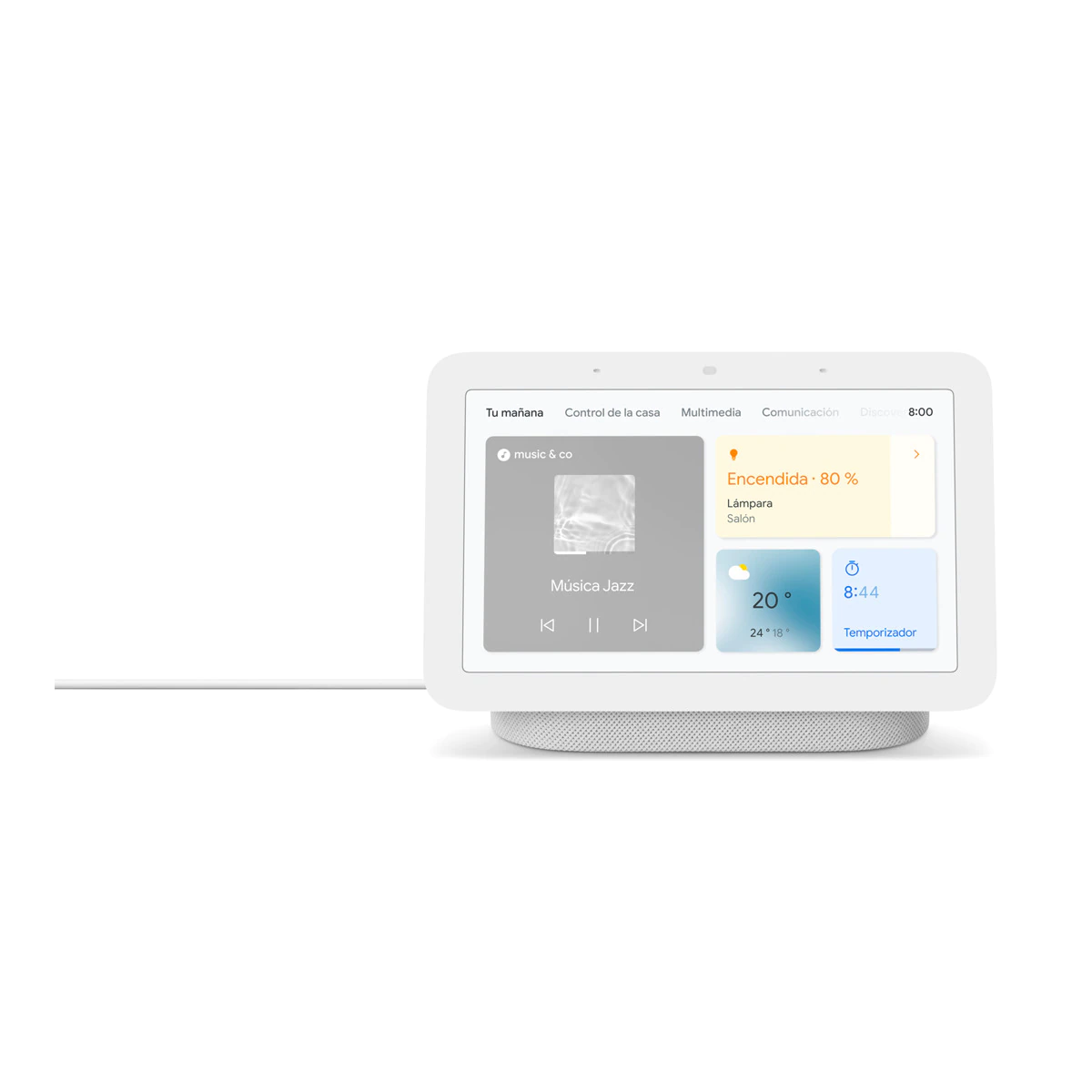Pantalla Wi-Fi inteligente Google Nest Hub 2ª generación Tiza con Asistente de Google