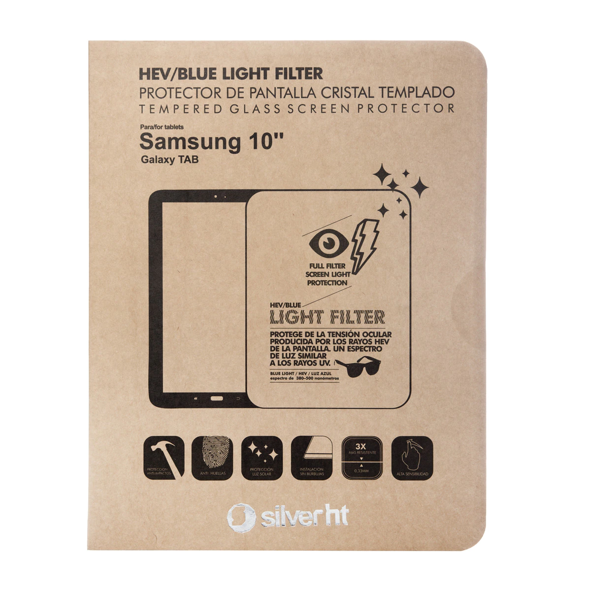 Protector de pantalla de cristal templado SilverHT para Samsung Tab A 25,4 cm (10″)