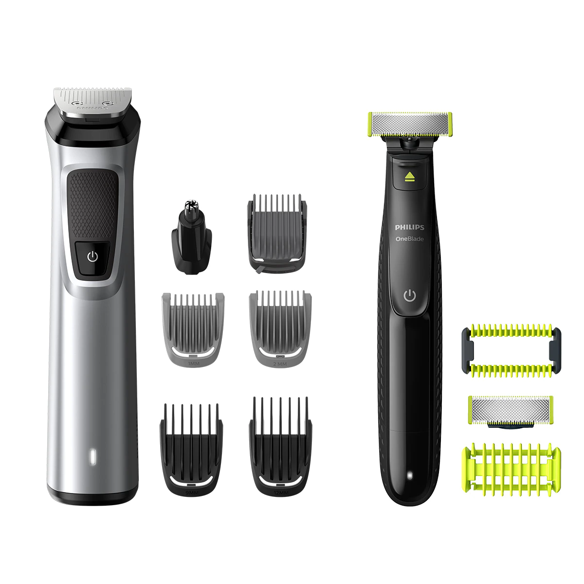 Recortadora de barba, cortapelos y cuerpo 12 en 1 Philips serie 9000 con maquinilla de afeitar OneBlade para cara y cuerpo