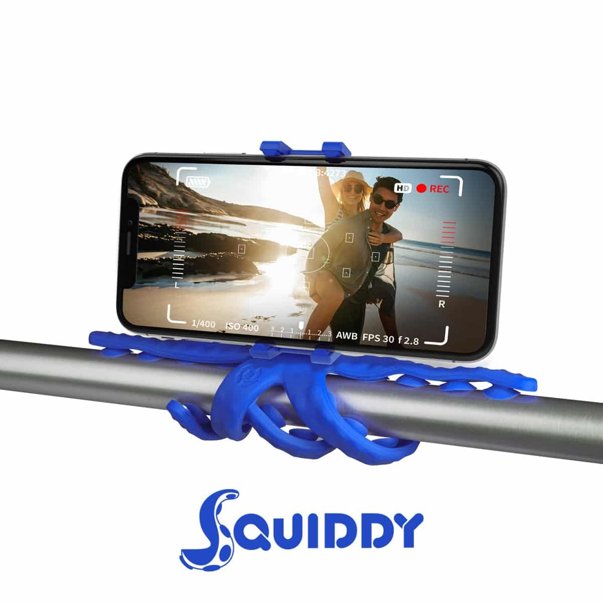 Soporte universal Celly flexible para smartphone y camaras hasta 6,2″ azul
