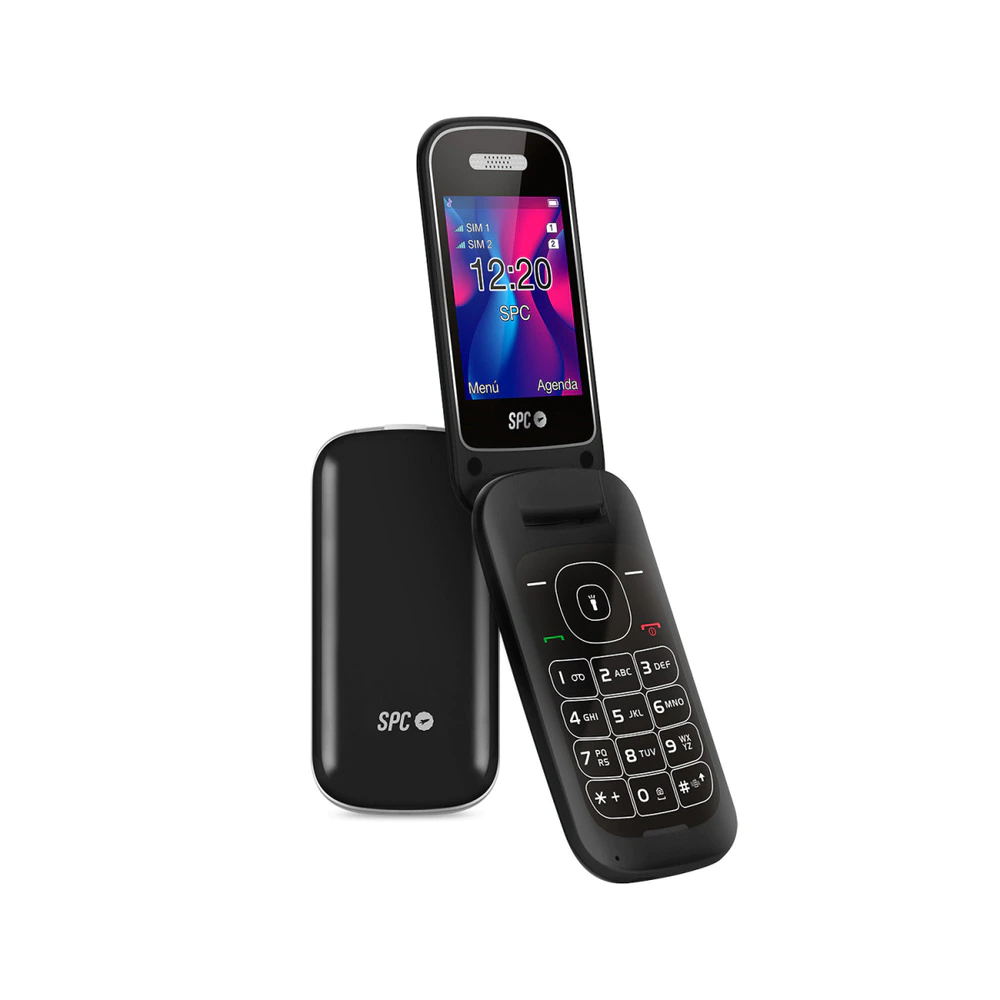 SPC Velvet teléfono móvil con tapa, teclas grandes y pantalla grande, fácil de usar, negro