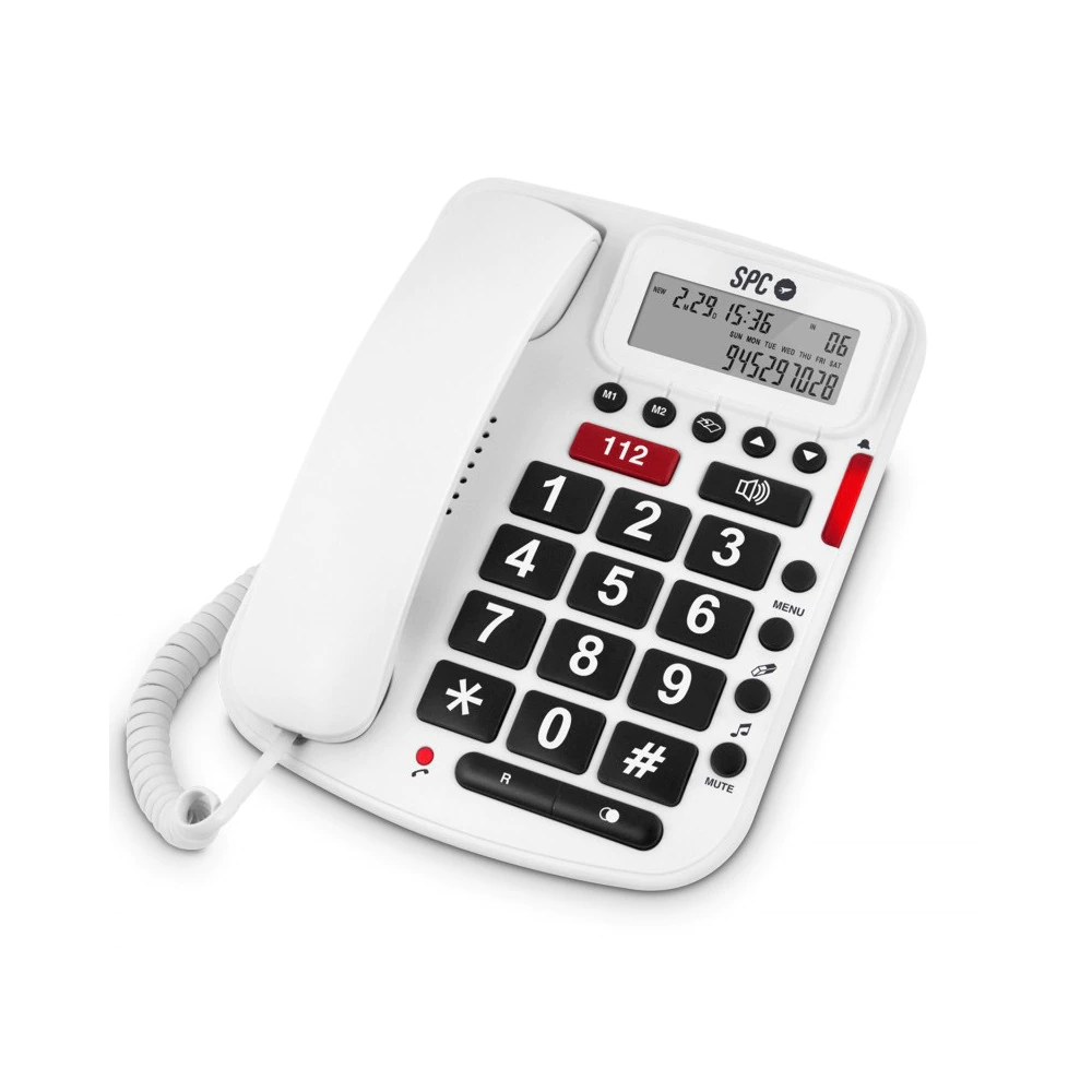 SPC Volume teléfono fijo para mayores con teclas grandes, botón SOS, volumen extra alto