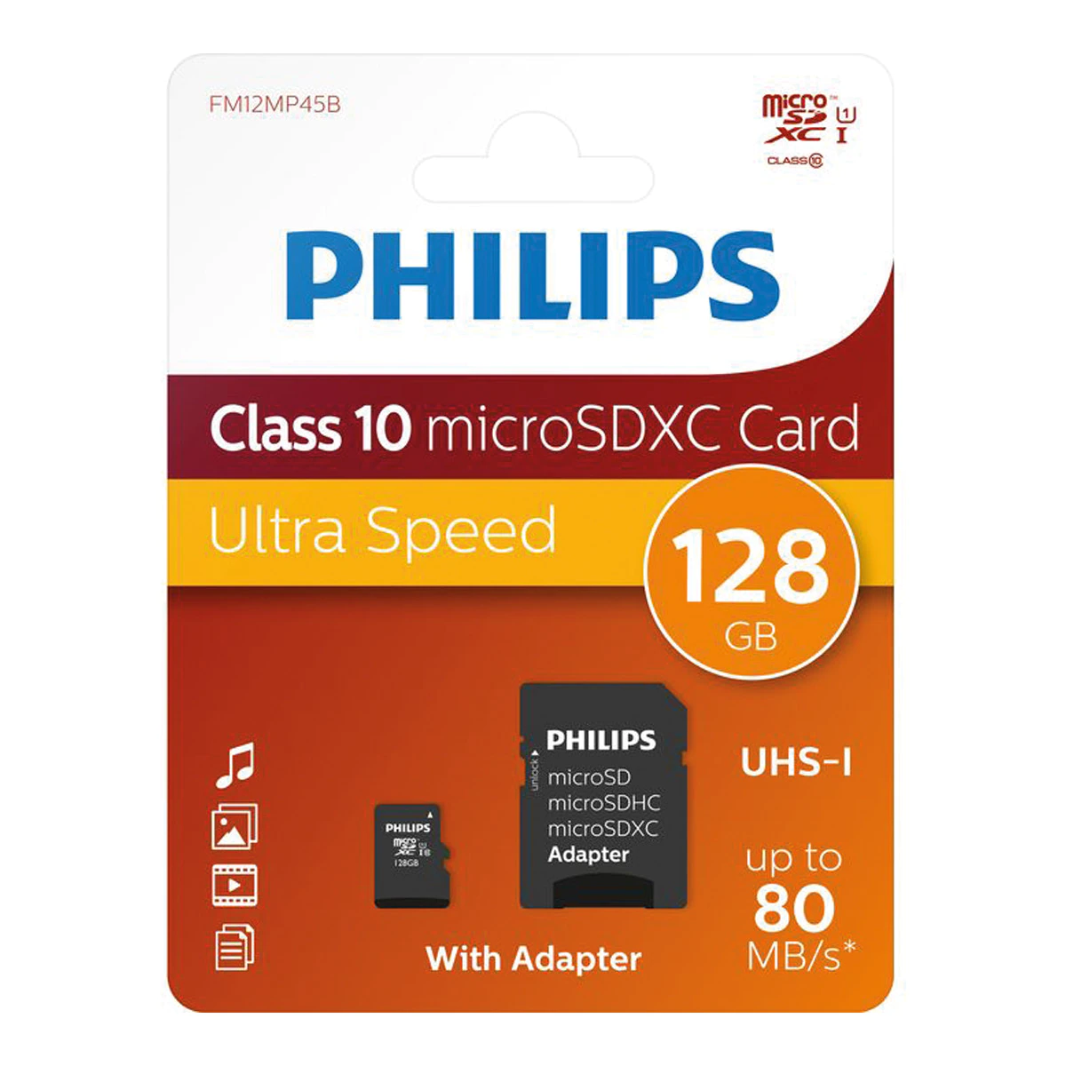 Tarjeta de Memoria Philips MicroSDXC 128GB, Clase 10, U1