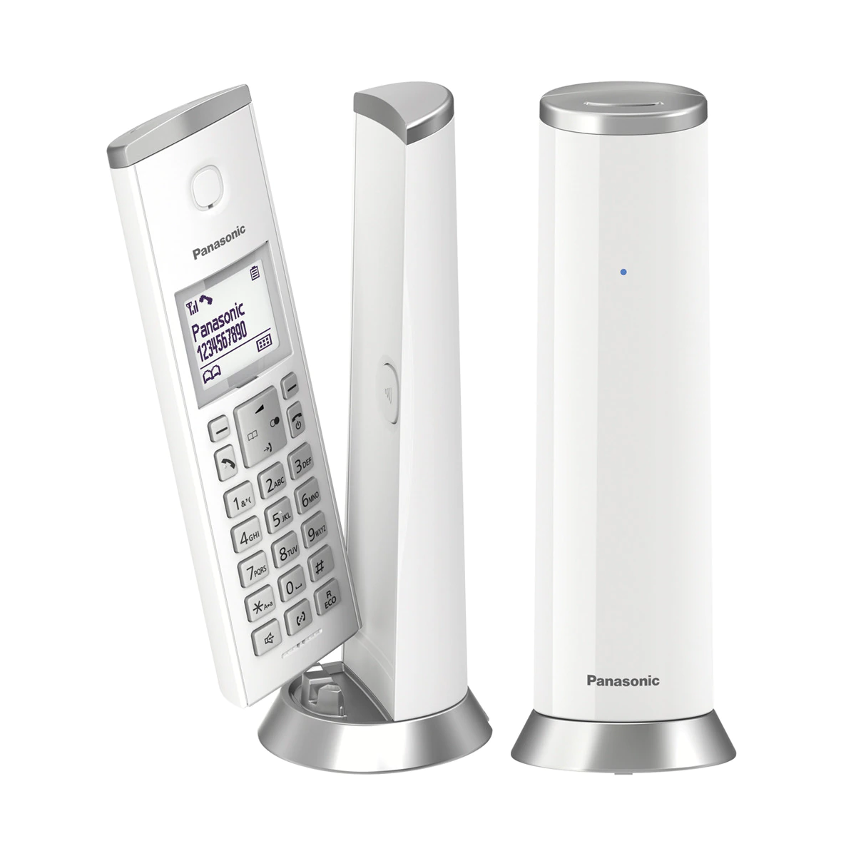 Teléfono Duo inalámbrico Panasonic KX-TGK212SPW blanco diseño vertical
